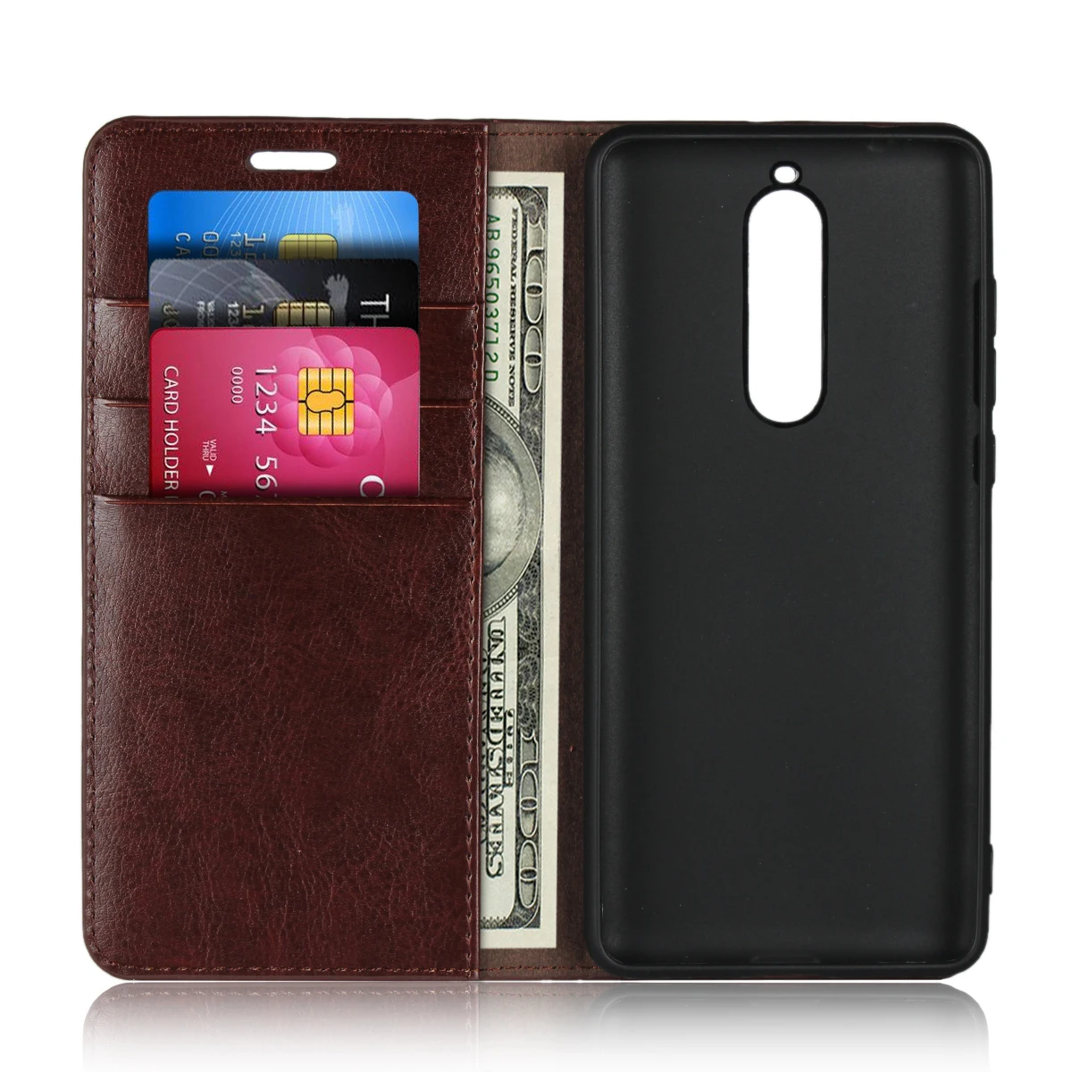 Для Nokia 2 3 классический бумажник из натуральной кожи с подставкой и отделениями