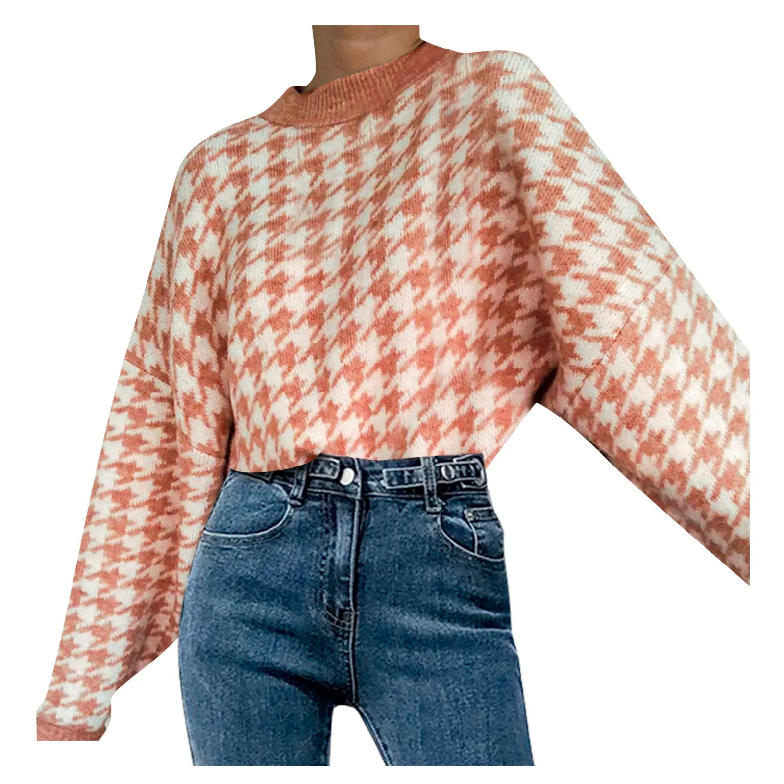 

Women's Round Neck Long Sleeve Loose Sweater Pullover Sweater