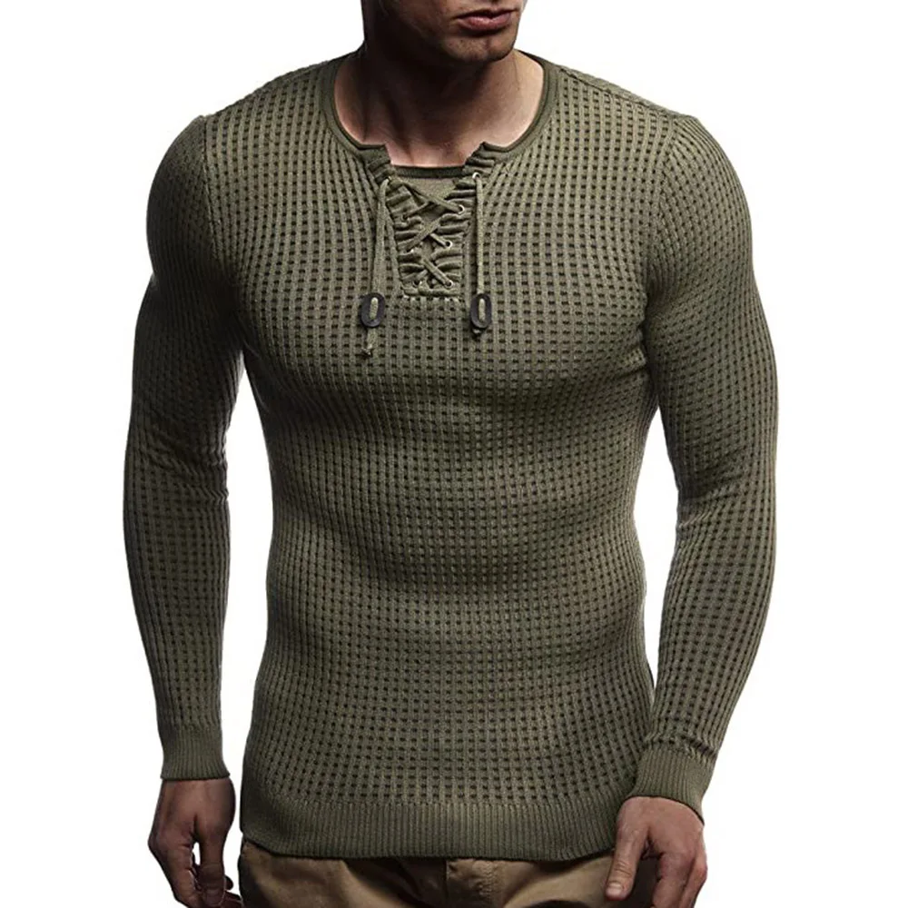 

2021 New Men's Knit Sweater Men's Autumn Winter Sweater Long-sleeved Round Neck Fine Knit Solid Color Casual European American