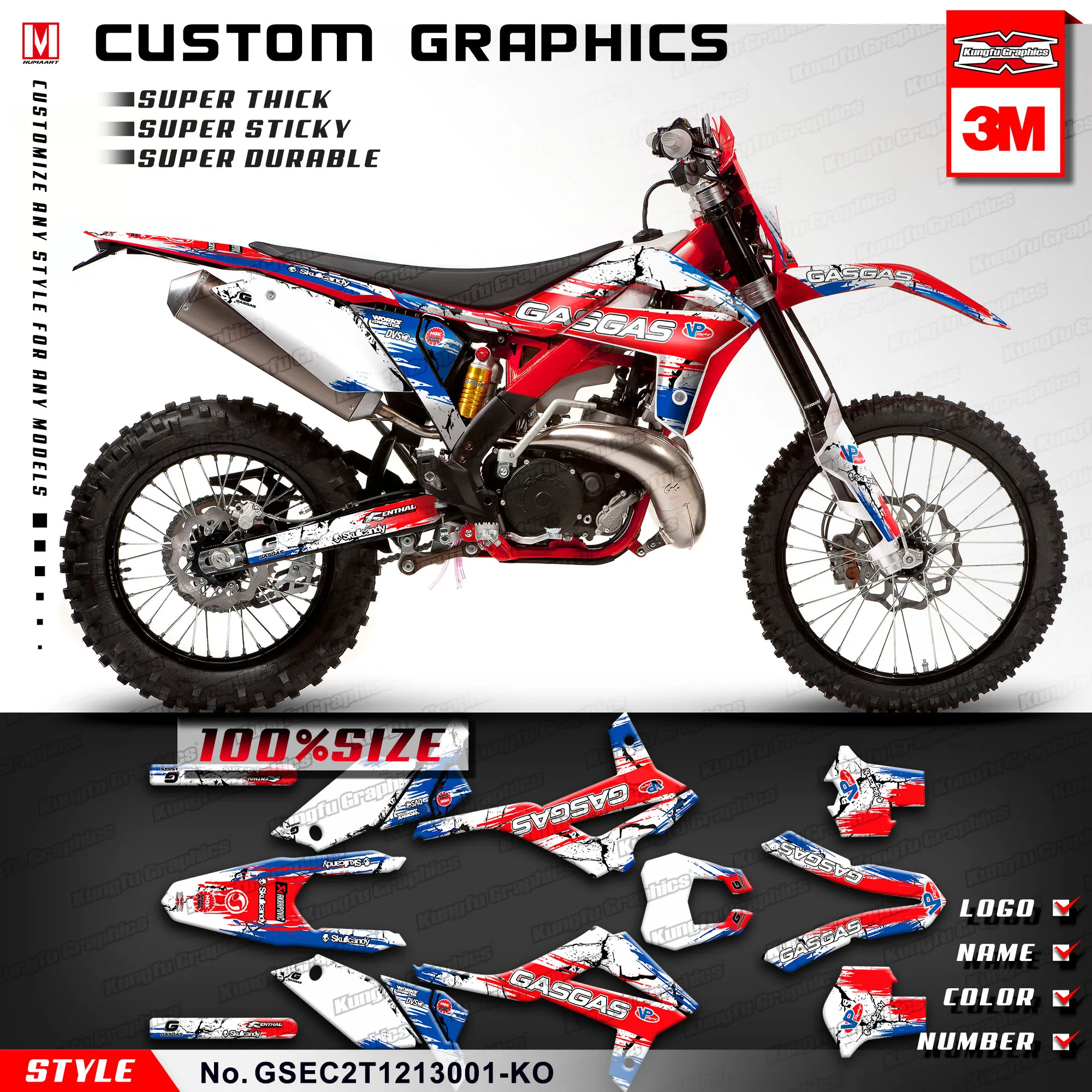 KUNGFU графические пользовательские наклейки для газа EC 125 200 250 300 E Гийом Реплика