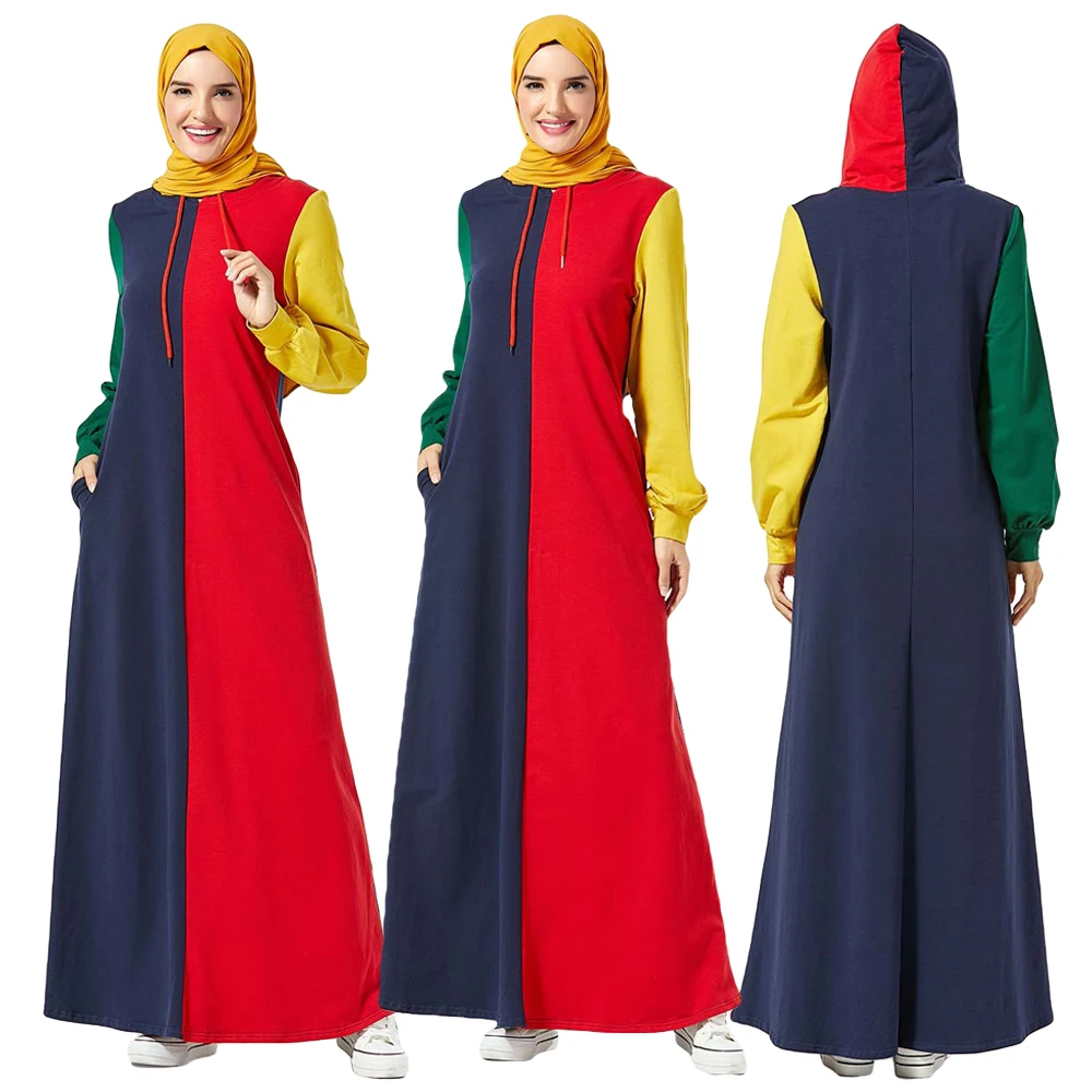 Мусульманское женское платье абайя с длинным рукавом спортивный кафтан