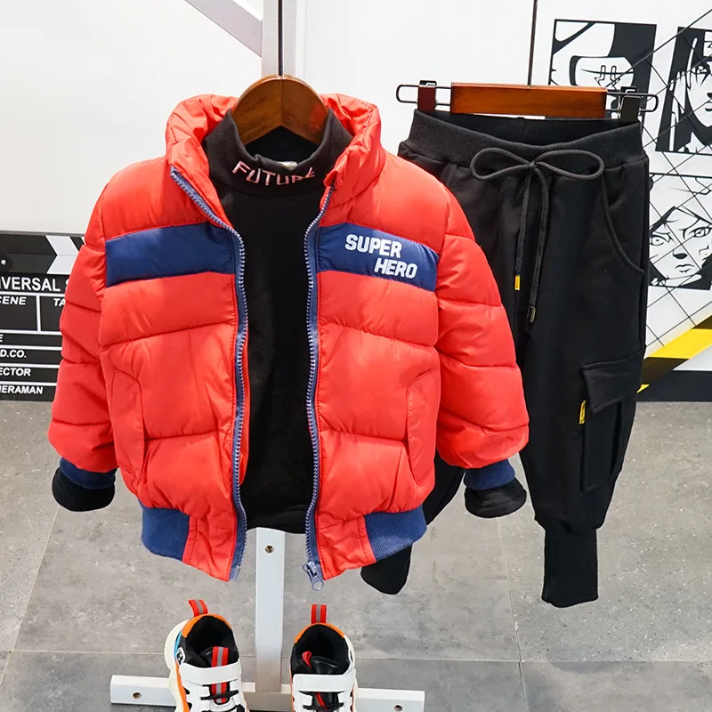

Autumn Winter Girls and Boys Clothes 3Pieces Casual Sets Plus Velvet Tracksuit for Boys Sport Suits Kids Clothes Children Set