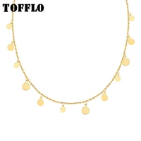 tofflo stainless steel jewelry geometric disc necklace womens simple fashion clavicle chain bsp657