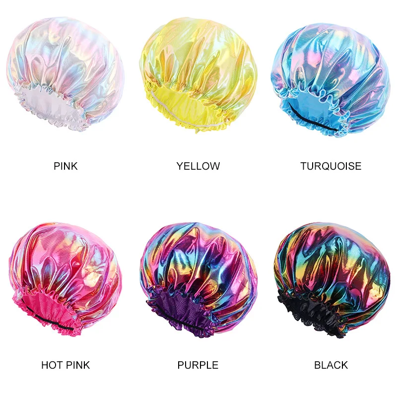 

1pcs Satin Bonnet Laser Shower Cap Beauty Satin Silk Bonnet Sleep Night Cap Head Cover Bonnet Hat
