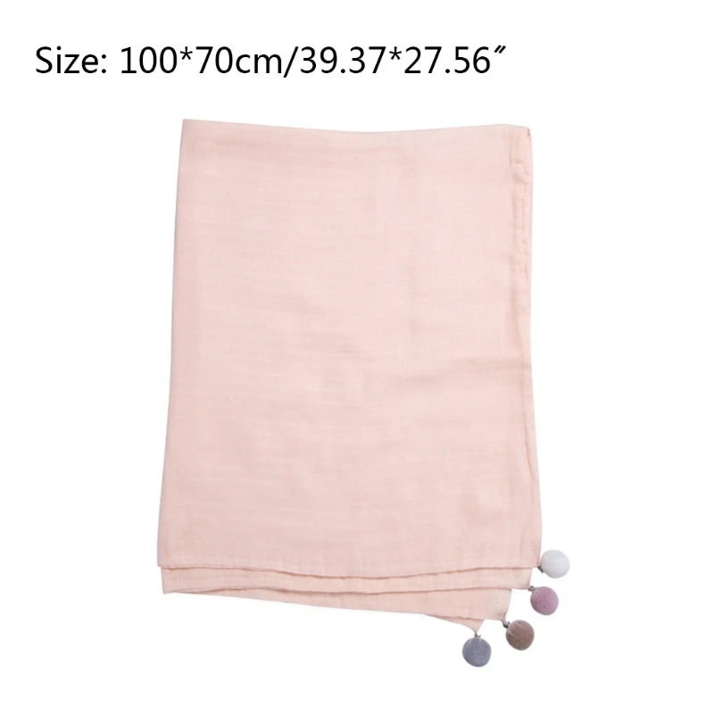 

100x70cm Baby Muslin Receiving Blanket with Cute Balls Infants Swaddling Wrap