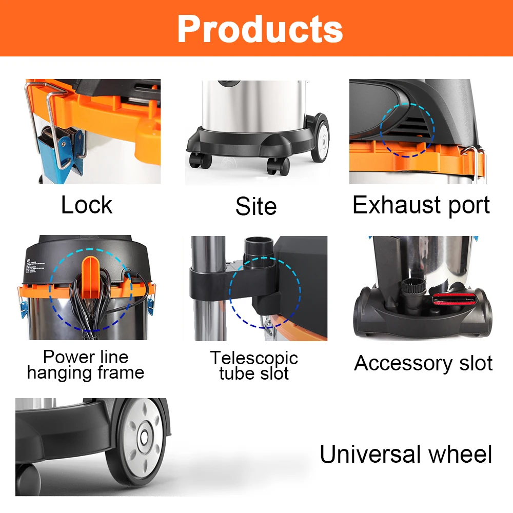 

20L Vacuum Cleaner Hand-Held Wet And Dry Bucket Carpet Barrel Type 1400W High-power Commercial Household Factory Workshop