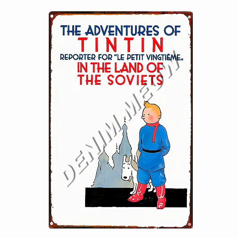 3 Приключения Тинтина, мультяшная Оловянная табличка, металлический винтажный плакат на стену, художественные наклейки, детский подарок, домашний декор, WY113 - Цвет: 3