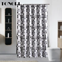 tongdi shower curtain waterproof eco friend mediterranean plaid quick drying print purity for bathroom washroom home polyester