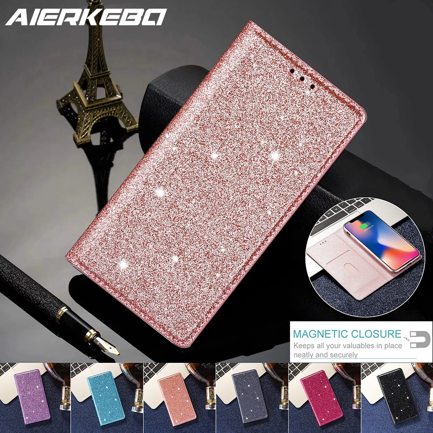 Блестящий кожаный магнитный флип чехол для IPhone X Xr Xs 11 12 Mini Pro Max SE 2020 8 7 6 6S Plus