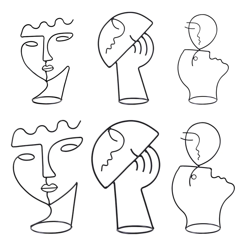 

Abstract Face Outline Sculpture Decoration Women Face Statue Countertop Desktop Hat Holder Jewellery Display Rack Stand