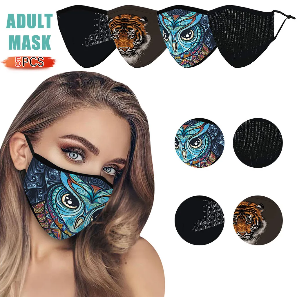 Маска хлопковая многоразовая для защиты от пыли 5 шт.|Маски вечеринки| |