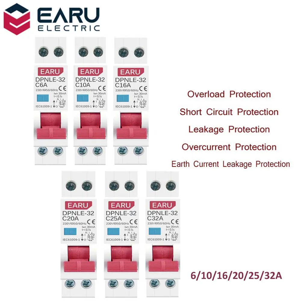 Дифференциальный автоматический выключатель короткого тока 18 мм 230 В Гц 1P + N 6KA |