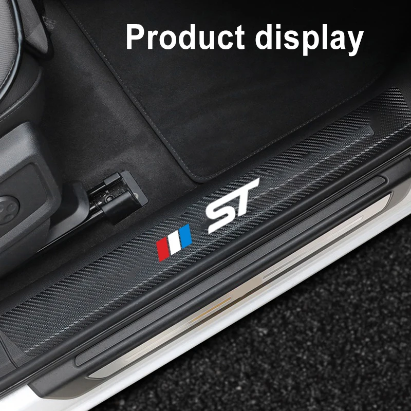 

For Ford Focus ST 2013 -2020 Car Sticker 4 pcs car door sill protector leather carbon fiber vinyl stickers Car Accessories