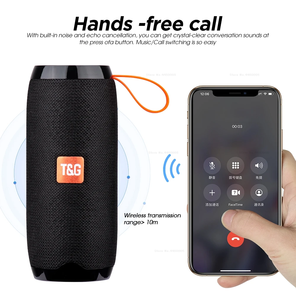 TG106 Portable Wireless Sound Column Speaker Bluetooth Outdoor Waterproof Subwoofer Stereo 3D | Электроника