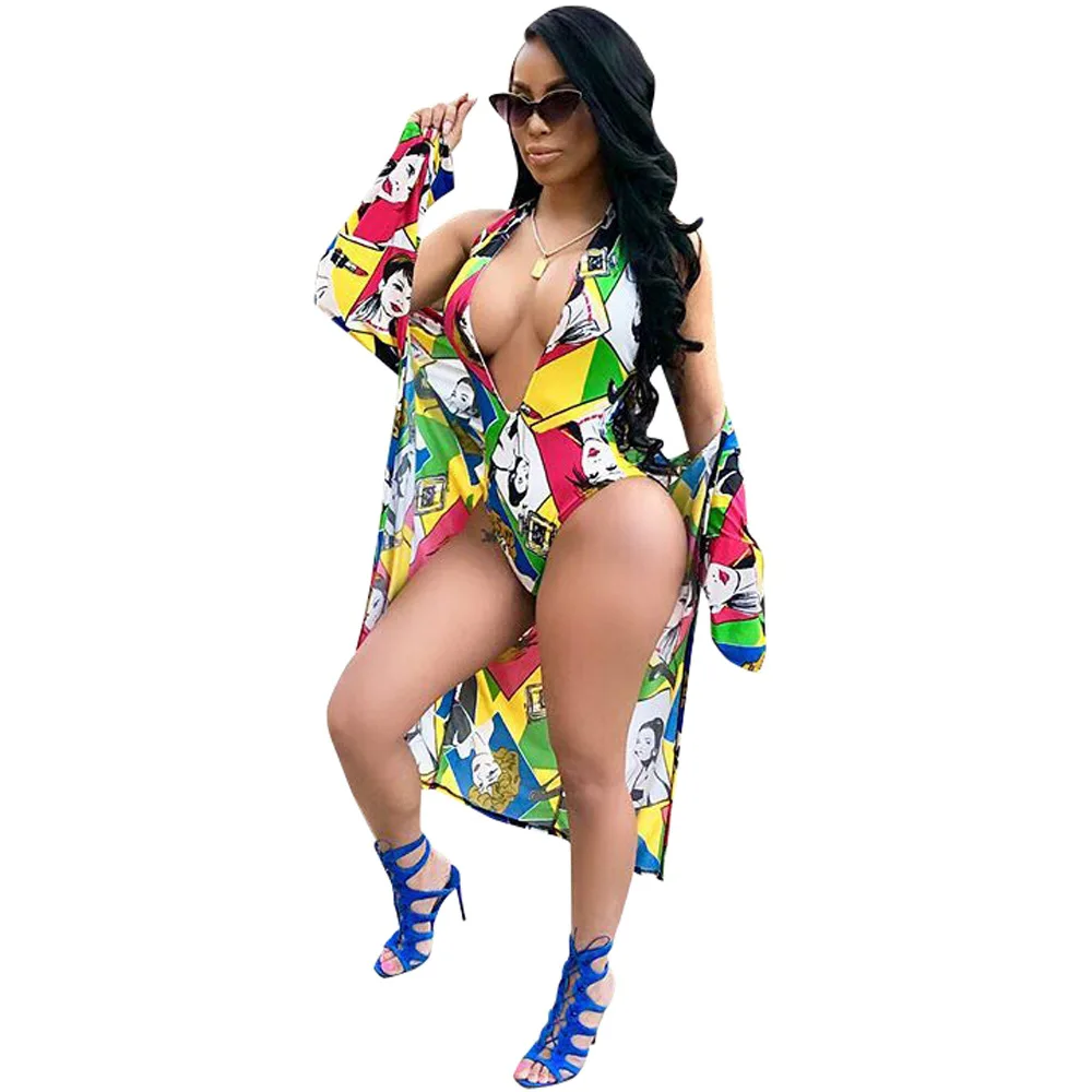 Женский сексуальный комплект из двух предметов накидка с длинным рукавом +