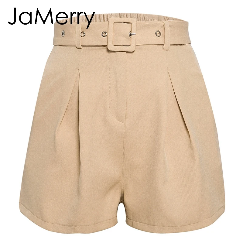 JaMerry Highstreet шикарный комплект из двух предметов Женский блейзер двубортный офисный Женский блейзер Повседневная Уличная одежда женский костюм - Цвет: Khaki Short