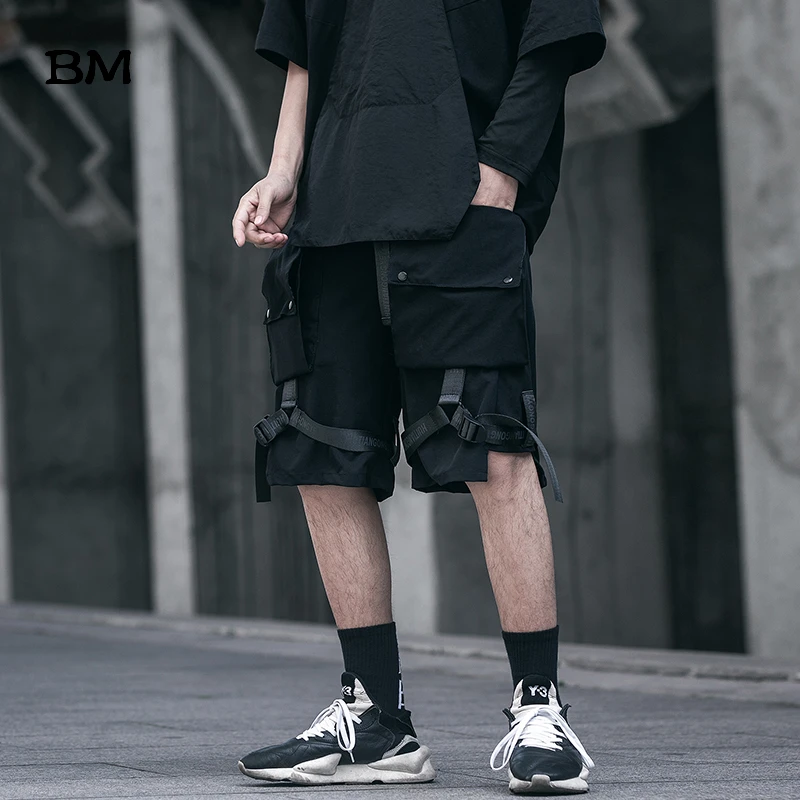 Мужские спортивные шорты Kpop черные с большим карманом уличная одежда в стиле