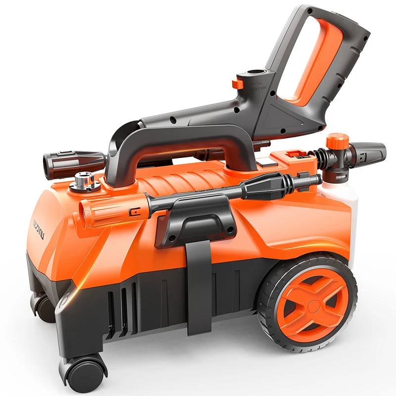 Мойка высокого давления четырехколесная горизонтальная 1400 Вт мойка для