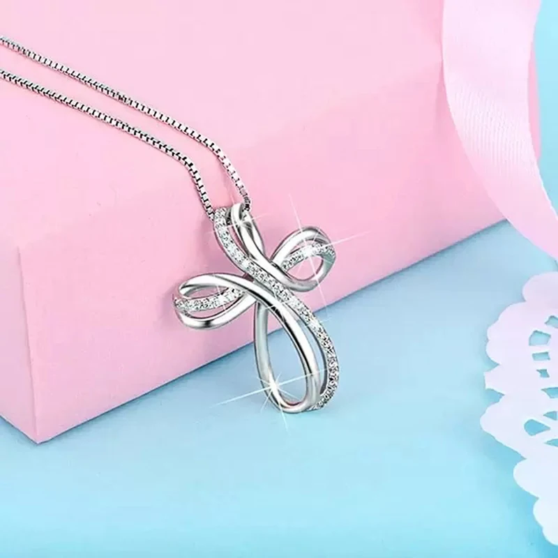 

CAOSHI Trendy Style Cross Pendant Necklace for Women Exquisite Micro Paved Cubic Zirconia Jewelry High Quality Girls Accessories