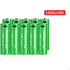 Аккумуляторная батарея AA, литиевая перезаряжаемая батарея USB, 10 шт.лот, 1,5 в, МВтч, быстрая зарядка через кабель Micro USB