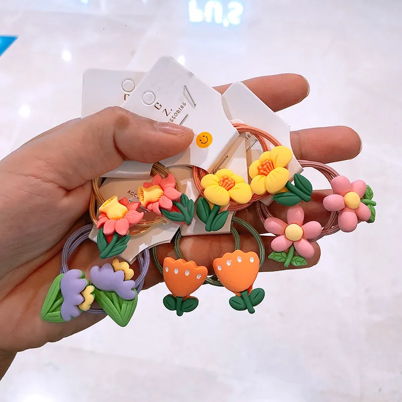 

2 шт. новые милые желтые головные уборы принцессы с цветами Детские эластичные повязки для волос Мультяшные Детские завязки Аксессуары для ...