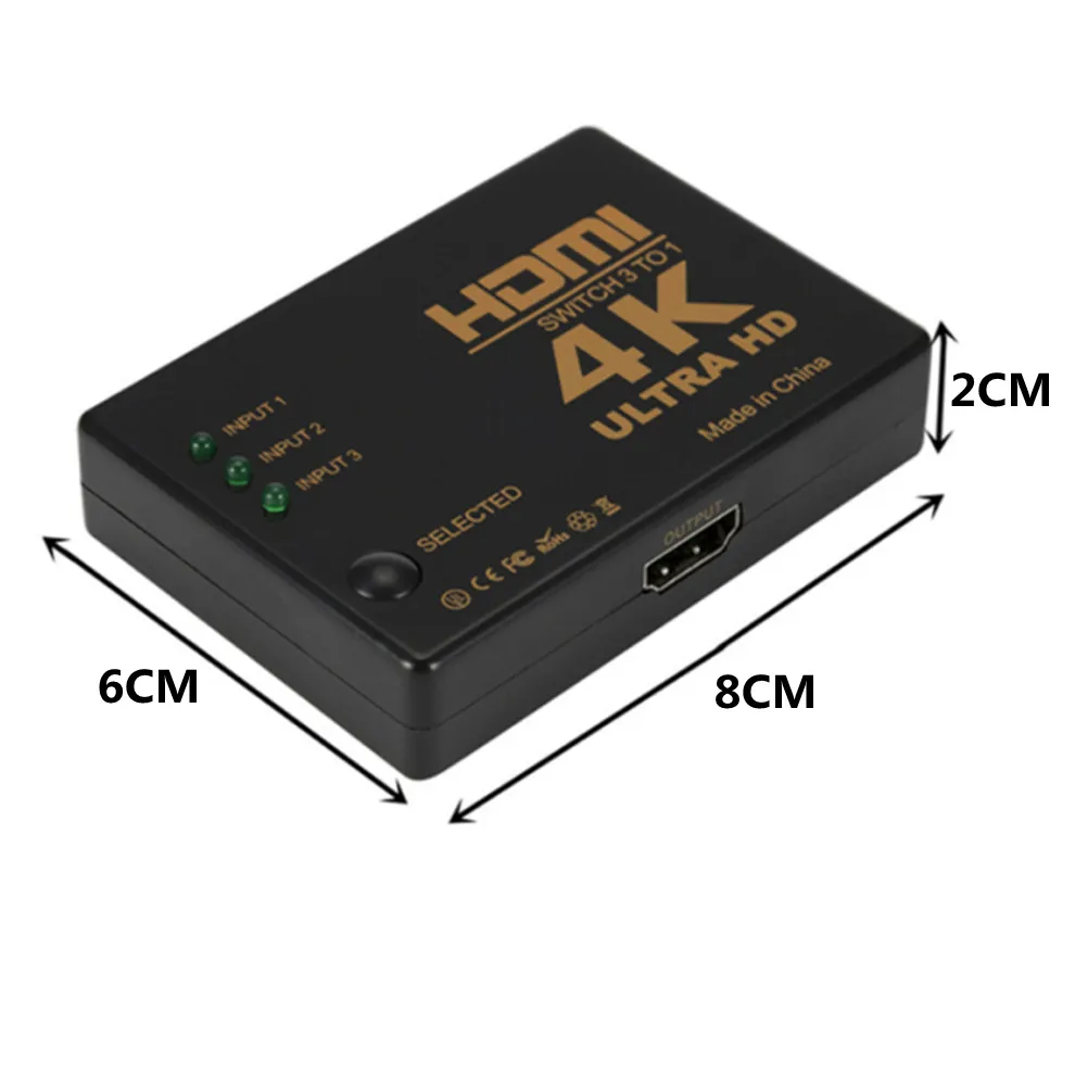 LccKaa 4K 3x1 HDMI совместимый переключатель HD 1080P видео коммутатор адаптер 3 входа 1