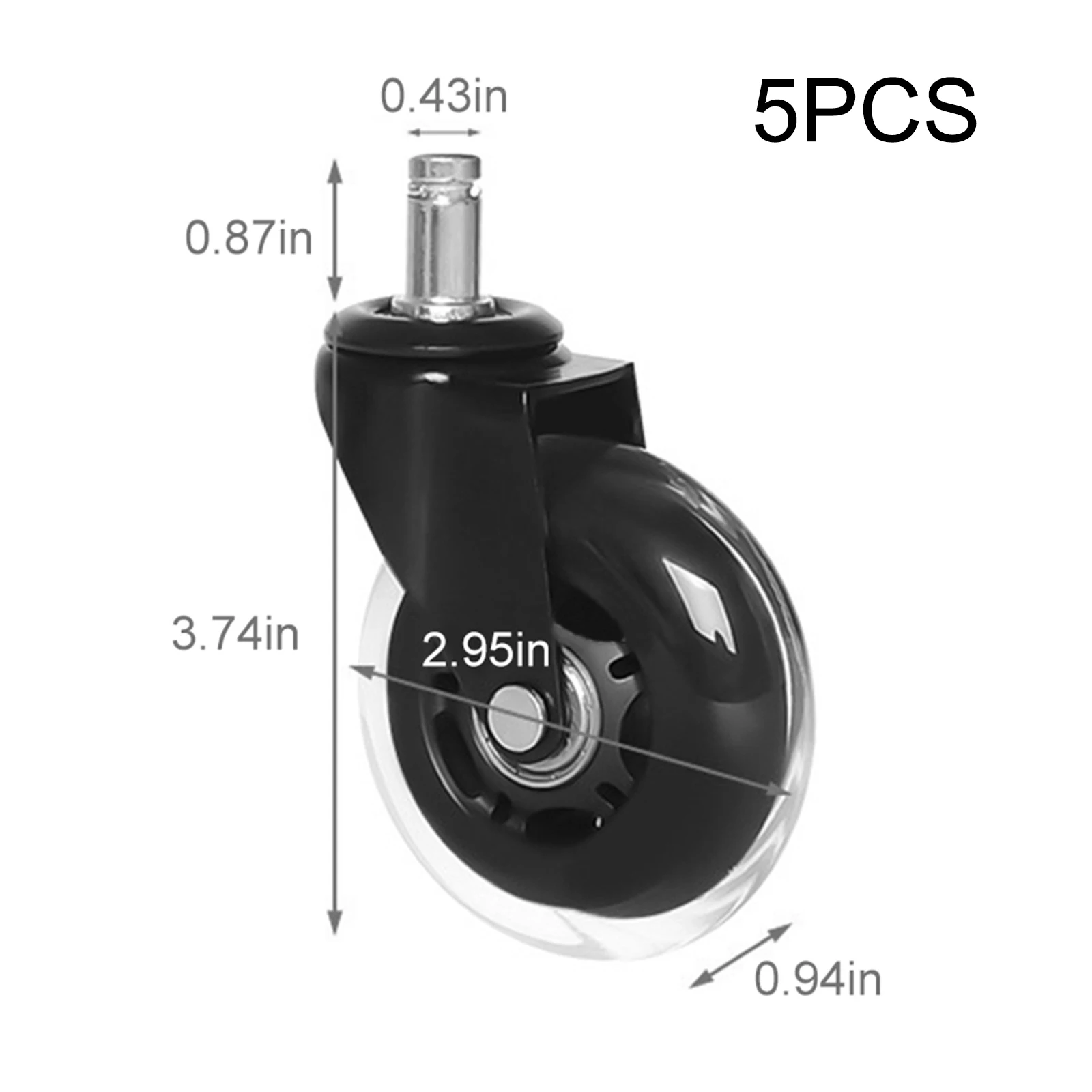 

5PCS Office Chair Caster Wheels 3 Inch Swivel Rubber Caster Wheels Replacement Soft Safe Rollers Furniture Hardware