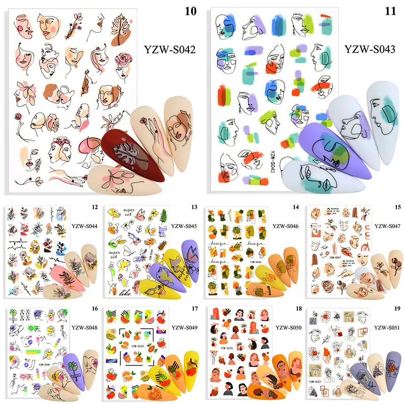Набор наклеек и переводных картинок для ногтей геометрический узор засушенные