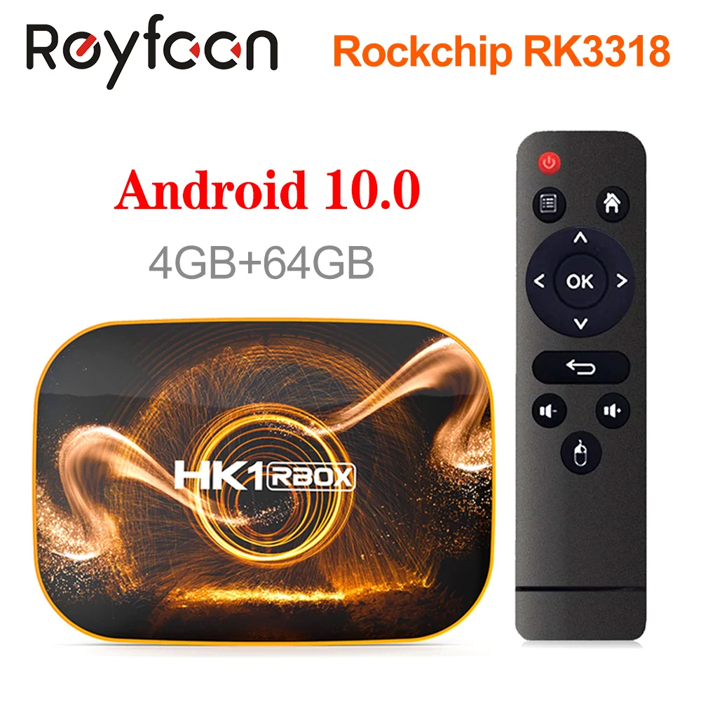 

Приставка Смарт-ТВ HK1 RBOX, Android 10, 4 + 64/32 ГБ, 1080P, Wi-Fi