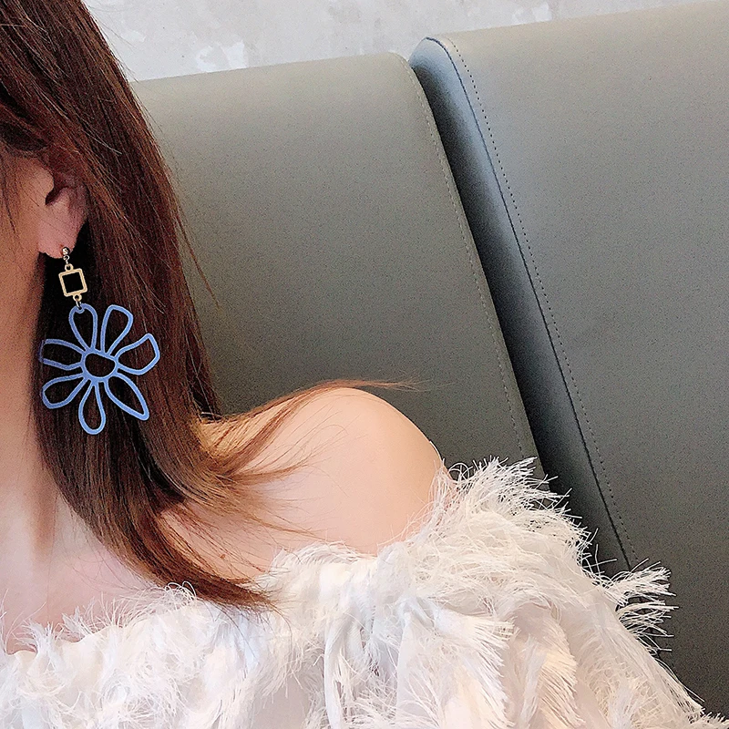 Серьги с большим цветком модные ювелирные изделия голубым покрытием 2020 Новые