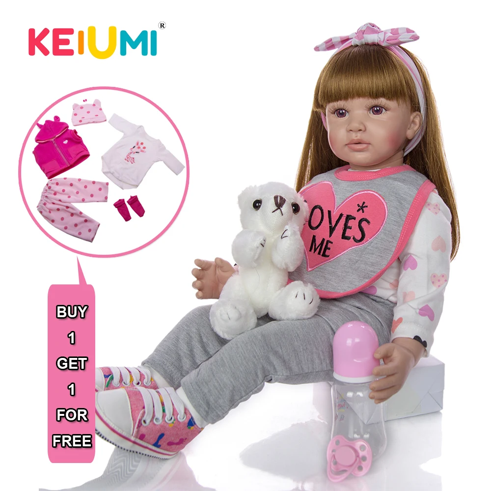 Оптовая продажа куклы-реборн KEIUMI с длинными волосами 60 см тканевый тело имитация