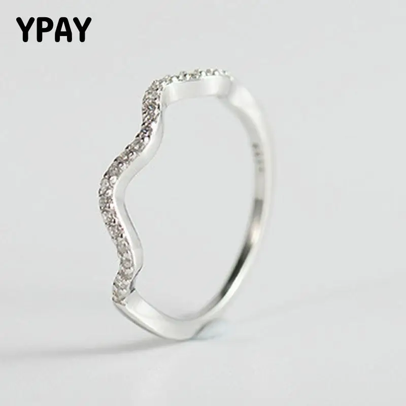 

YPAY 100% Real 925 Sterling Silver Wave Rings For Women Men Fine Jewelry Wedding Engagement Promise Ring Drop Shipping YMR450