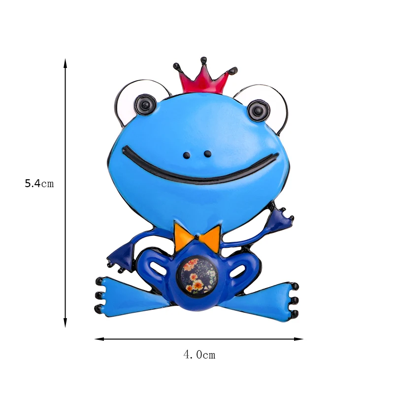 

Wuli&baby Big Cute Frog Brooches Women Unisex 4-color Enamel Crown Smile Frog Animal Party Casaul Brooch Pins Gifts