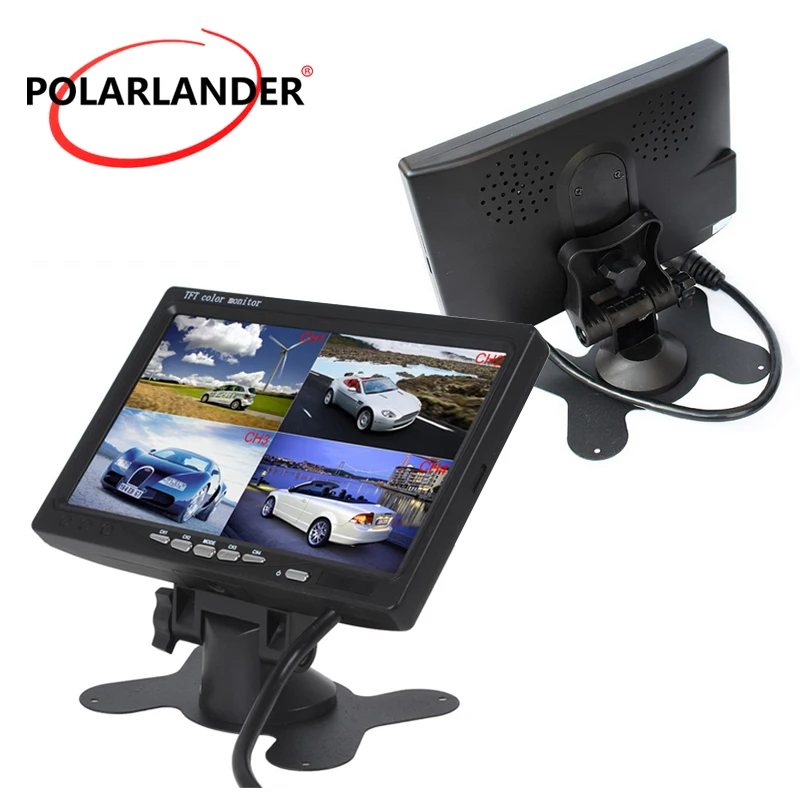 DC12V 24V 7 &quotLCD 4CH Polarlander Автомобильный видео монитор для фронтальной камеры заднего