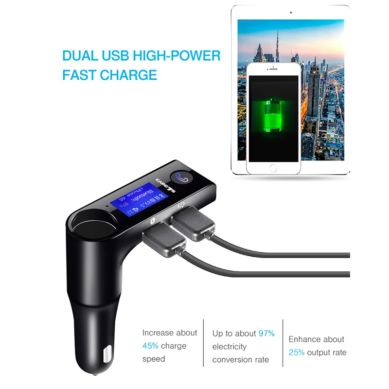 Автомобильный прикуриватель MP3 Bluetooth передатчик приемник Handsfree двойной USB плеер Aux