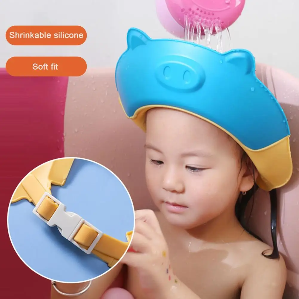 Gorro de ducha ajustable para beb&eacute;, gorro de silicona para champ&uacute; seguro, protector de ba&ntilde;o suave para beb&eacute;-1