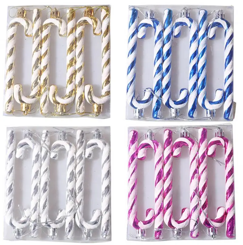 

6pcs/lot Christmas Tree Hanging Candy Cane Decorative Ornament Christmas Tree Colorful Pendants Home Christmas Party Decorations