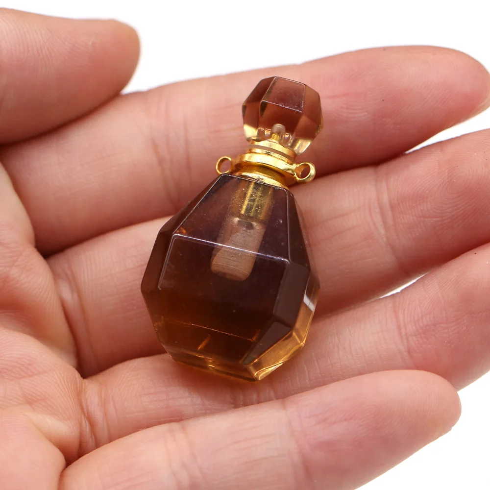 

Natural Stone Perfume Bottle Pendant Irregular Semi-precious Charms Section Necklace Pendant For Jewelry Making Accessory
