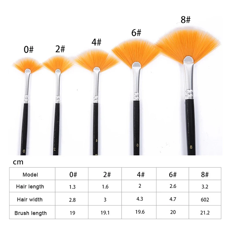5 шт. вентилятор Форма Краски кисти черного цвета нейлоновые волосы с деревянной