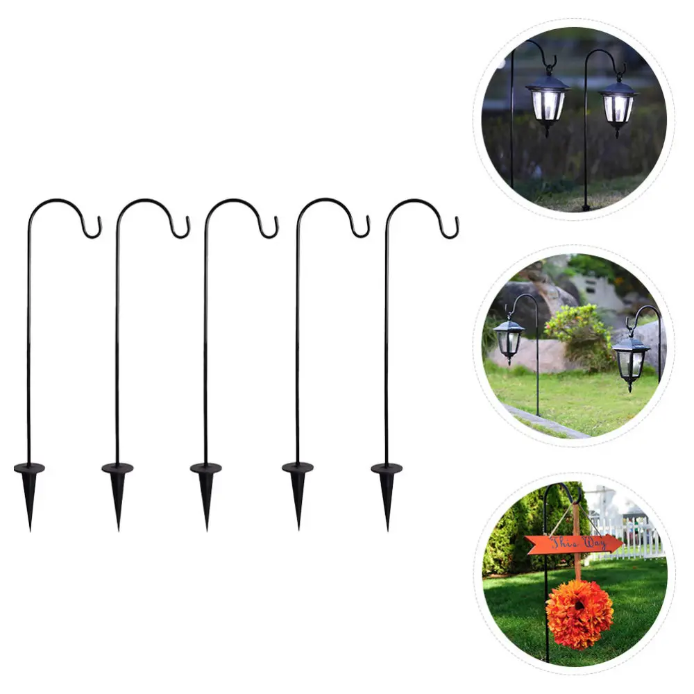 

5pcs Shepherd Hooks Outdoor Courtyard Hanging Hooks Practical Lantern Hangers