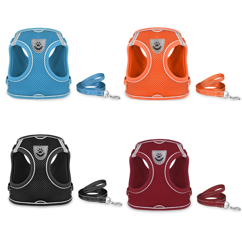 Светоотражающая шлейка для собак Воздухопроницаемый жилет маленьких поводок