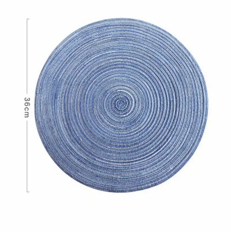 Blue 36cm Круглый дизайн, стол, рами, изоляционная подкладка, твердые салфетки, лен, нескользящий Настольный коврик для кухни, принадлежности, украшение для дома, коврик Coaste - Цвет: Blue 36cm