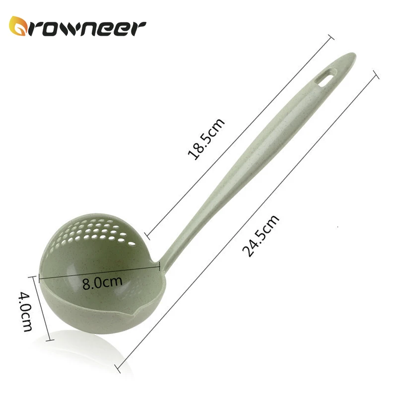 Ложка для супа с длинной ручкой 2 в 1 дуршлаг пластиковый ситечко фильтр каши