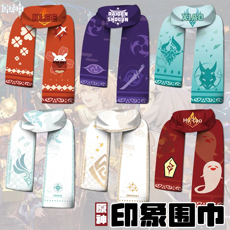 

Genshin Impact Scarf Klee Hutao Keqing Raiden Xiao Zhongli Wendy Paimon Print Animation Peripherals Winter