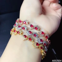 kjjeaxcmy fine jewelry 925 sterling silver inlaid gemstone ruby women hand bracelet fashion support detection