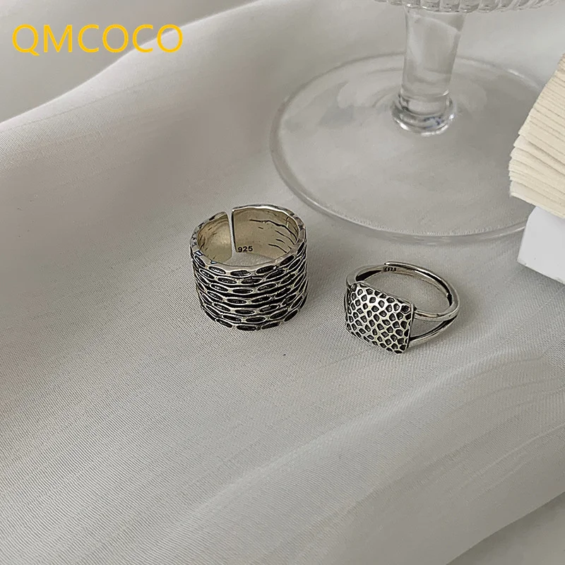 

QMCOCO Серебряный Цвет Новые корейские геометрические широкие кольца для женщин указательный палец изысканные аксессуары модные ювелирные и...