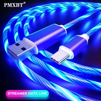 1m glow flowing charger usb cable led light micro usb type c charge kable for samsung galaxy s8 s9 a50 a70 mobile phone charging