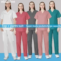 high quality wholesale price new multifunctional hospital solid color scrub uniform nurse dentist work clothes suit s 3xl unisex