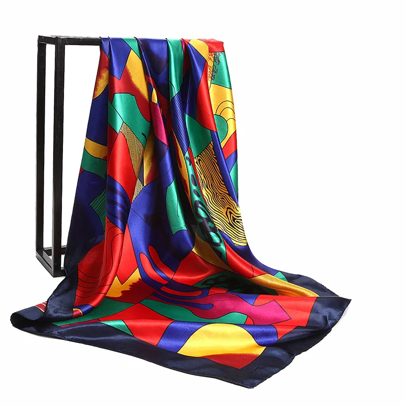 

Fashion Scarves For Women Soft Silk Satin Shawl Scarf Female Picasso Painting Abstract Print Hijab Scarfs For Ladies Girl90x90cm
