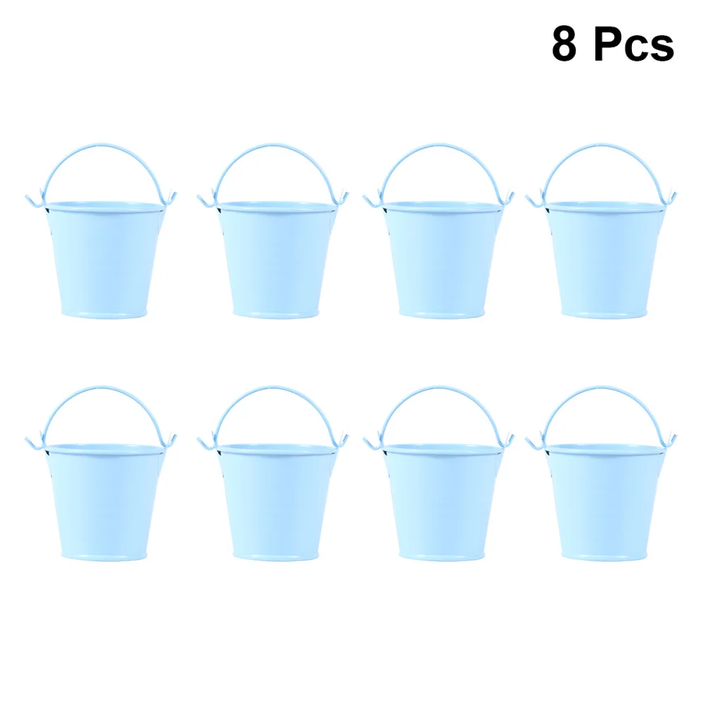 

8pcs 8pcs Miniature Tinplate Bucket Small Flower Bucket Tinplate Flower Bucket Mini Plants Bucket for Home (Silver)